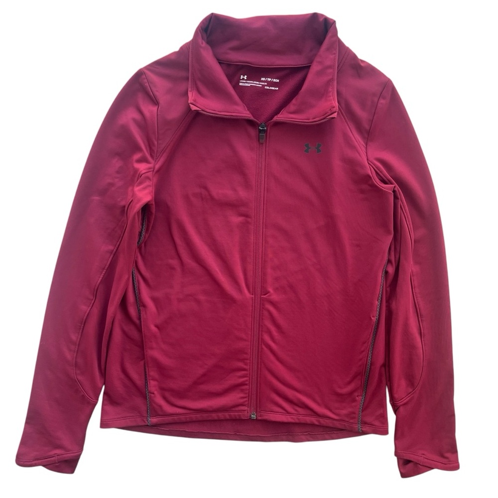 Under Armour Coldgear Women’s XS Burgundy Loose Full Zip Athletic Jacket 1365786
